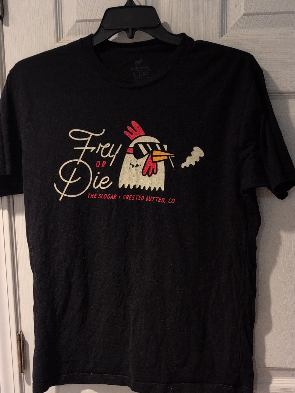 Fry or Die Graphic Tee - Black with Red & Cream Chicken Graphic